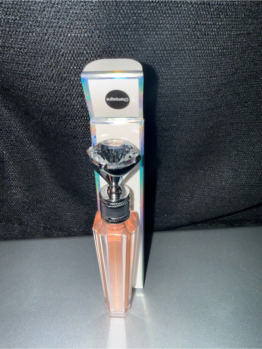 Champagne Lip Gloss in Shimmery Peach-Pink with Crystal Cap